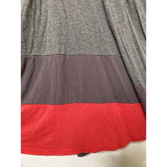 BODEN Napoli Elastic Waist Gray Red Scoop Neck Pleated Flare Dress Size 10L - Picture 6 of 13